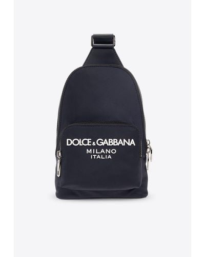 Dolce & Gabbana One-Shoulder Logo Print Backpack - Blue