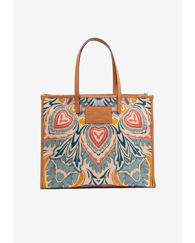 Etro Paisley-Embroidered Tote Bag - Blue