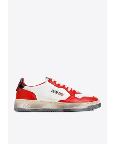 Autry Medalist Supervintage Low-Top Sneakers - Red