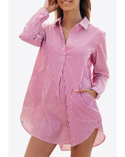 Les Canebiers Pascatt Classic Collar Mini Shirt Dress - Pink