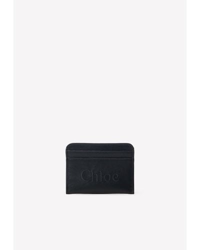 Chloé Leather Logo-Embossed Cardholder - White