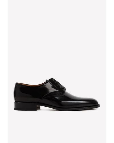 Dior Derby Lace-up Shoes In Patent Leather - Black