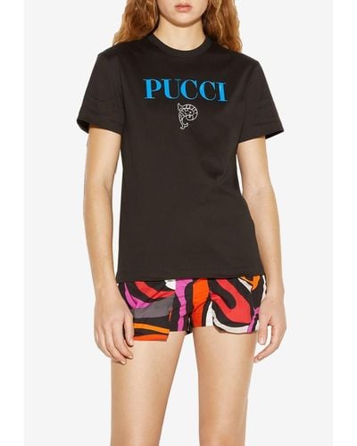 Emilio Pucci Short-Sleeved Logo-Print T-Shirt - Black