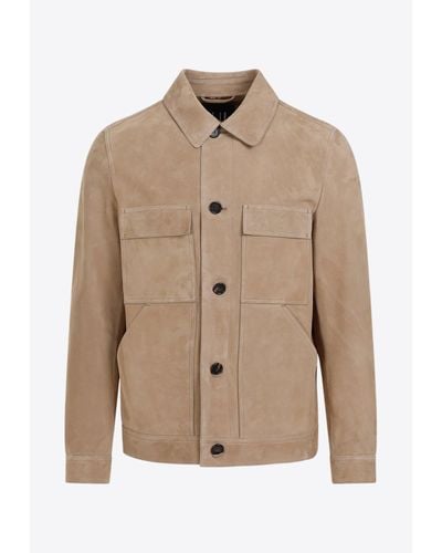 Dunhill Suede Tailored Jacket - Natural