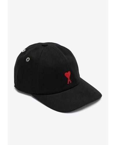 Ami Paris Logo Embroidered Baseball Cap - Black