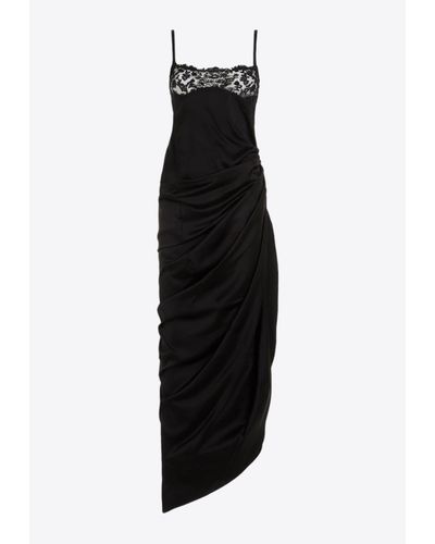 Jacquemus Brodee Asymmetric Lingerie Maxi Dress - Black