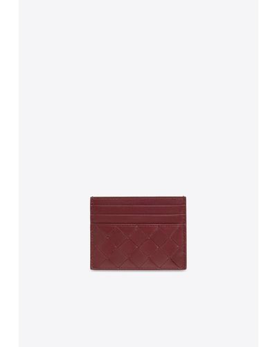 Bottega Veneta Intrecciato Leather Cardholder - Red