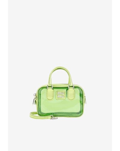 Miu Miu Mini Top Handle Bag In Pvc And Leather - Green