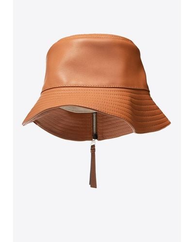 Loewe Fisherman Logo-Patch Bucket Hat With Zip Detail - Brown