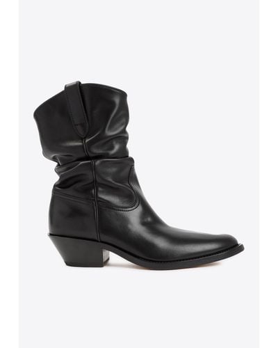 Maison Margiela Tabi Western Boots In Calf Leather - Black