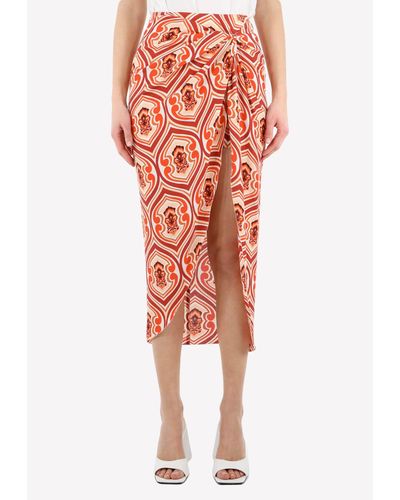 Etro Geometric Print Sarong Skirt - Orange