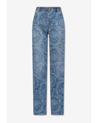 Versace Barocco Straight-Leg Jeans - Blue