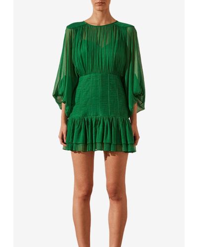 Shona Joy Malina Ruched Mini Dress - Green