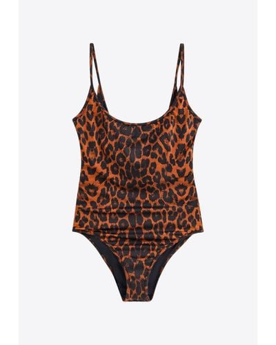 Tom Ford Leopard Print One-Piece Swimsuit - Brown