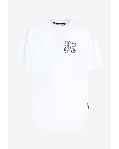 Palm Angels Logo Monogram Crewneck T-Shirt - White