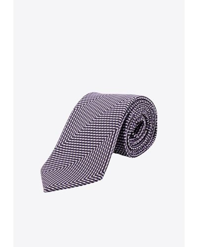 Tom Ford Geometric Jacquard Silk Tie - Purple