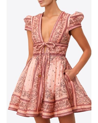 Zimmermann Matchmaker Structured Bandana Mini Dress - Pink