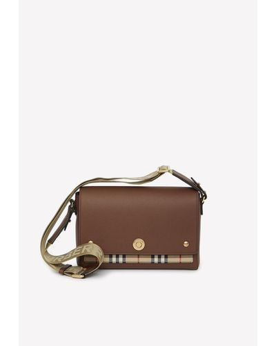 Burberry Vintage Check Shoulder Bag In Grained Leather - Brown