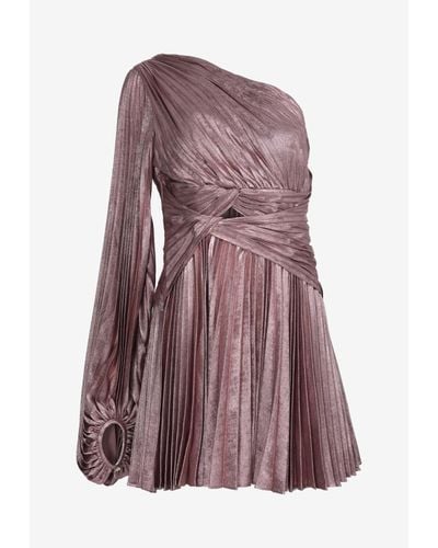 Acler Auroa One-Shoulder Metallic Mini Dress - Purple