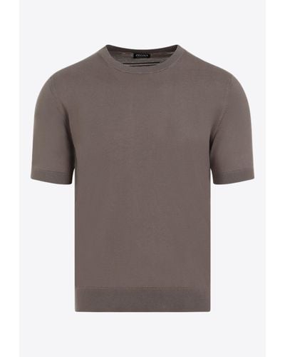 Zegna Short-Sleeved Solid T-Shirt - Grey