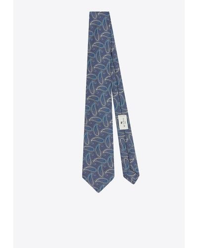 Etro Paisley Silk Jacquard Tie - Blue