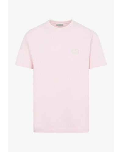 Dior Cd Embroidered Crewneck T-shirt - Pink