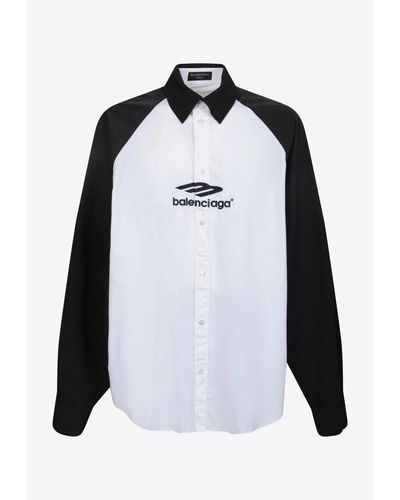 Balenciaga Logo-Sleeved Logo Shirt - Black