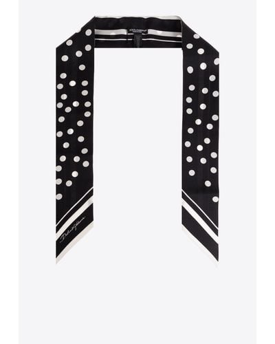 Dolce & Gabbana Polka Dot Silk Headscarf - Black