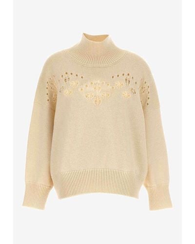 Chloé Embroidered Wool Jumper - Natural