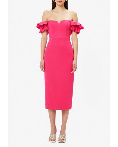 Elliatt Creole Off-shoulder Midi Dress - Pink