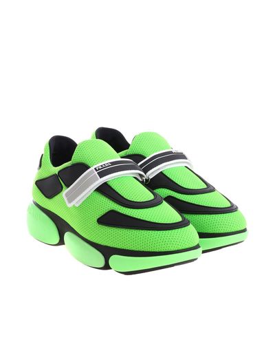 Prada Rubber Fluorescent Green Sneakers With Black Details - Lyst