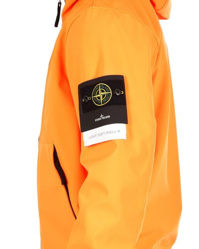 Stone Island Synthetic Light Soft Shell R Jacket In Orange for Men - Lyst