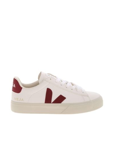 Veja Campo Chromefree Sneakers In White And Burgundy - Lyst