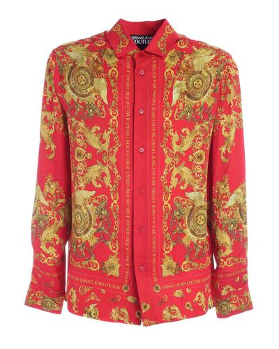 Versace Jeans Couture Synthetic Rococo Pattern Shirt in Red for Men - Lyst