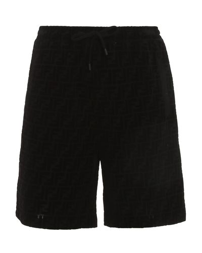 Fendi Cotton Ff Bermuda Shorts in Black for Men - Lyst
