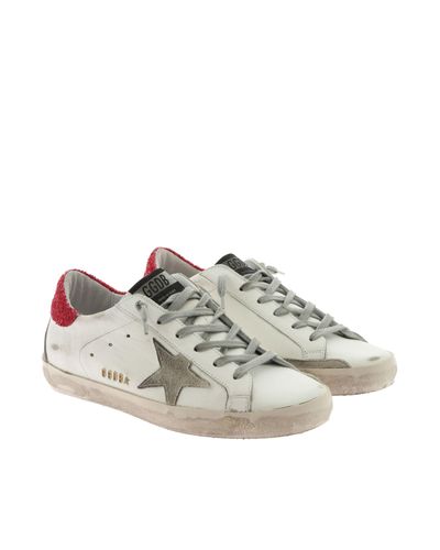 Golden Goose Deluxe Brand Goose Superstar Sneakers In White And Red - Lyst