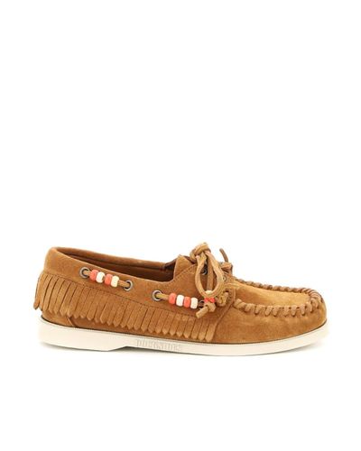 Alanui Suede Dockside Loafers in Beige (Natural) - Lyst