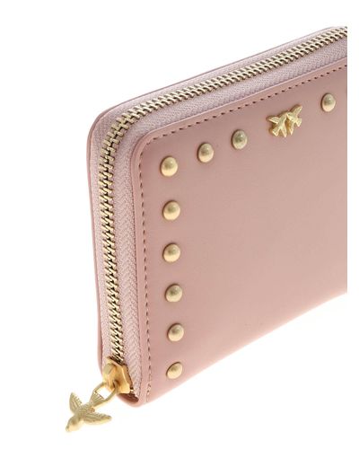 Pinko Leather Detroit Wallet In Powder Pink Color - Lyst
