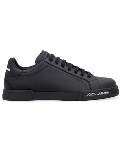 Dolce & Gabbana Portofino Leather Sneakers in Black for Men - Lyst