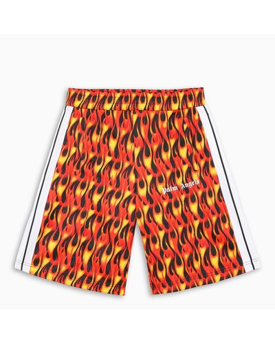 Pantaloncino track stampa fiamme di Palm Angels da Uomo | Lyst