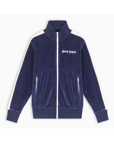 Felpa Track in velluto bluPalm Angels in Cotone da Uomo colore Blu | Lyst