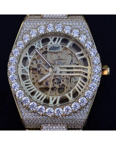 The GLD Shop Iced Alpha Era Luminous Skeleton Gold W Rubber Strap In 