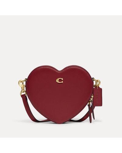 COACH Glovetanned Leather Heart Cross Body Bag - Red