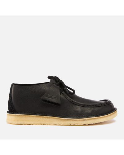 Clarks Desert Nomad Leather Moccasin Shoes - Black