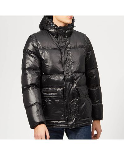 Tommy Hilfiger Synthetic Shiny Hooded Down Bomber Jacket in Black for Men -  Lyst