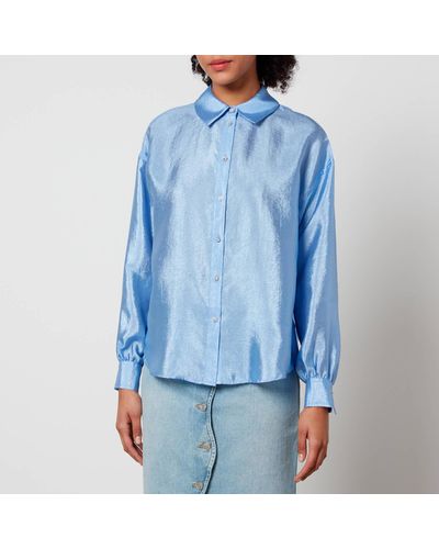Crās Gina Satin-Cloqué Shirt - Blue