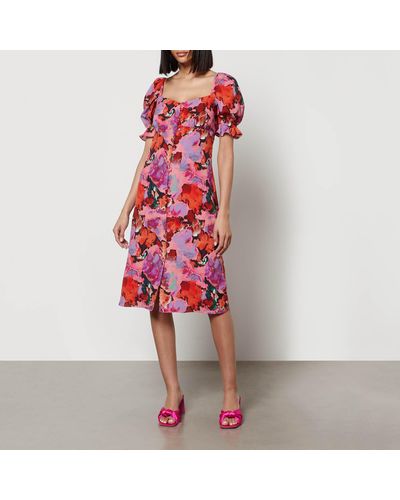 PS by Paul Smith Floral-Print Crepe De Chine Dress - Red