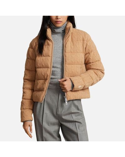 Polo Ralph Lauren Insulated Cable Knit Wool-blend Coat - Brown