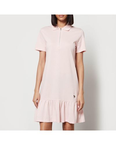 PS by Paul Smith Logo-detailed Cotton-piqué Mini Dress - Pink