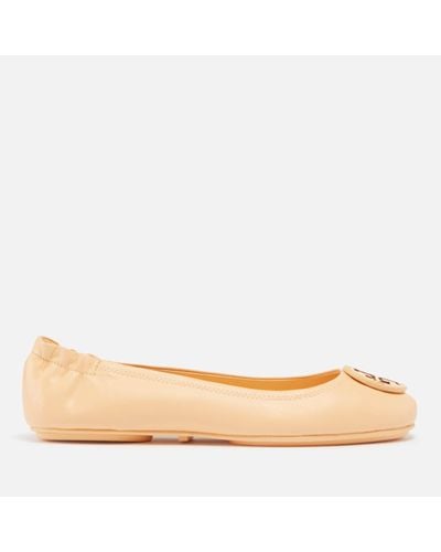 Tory Burch Minnie Travel Leather Ballet Flats - Natural